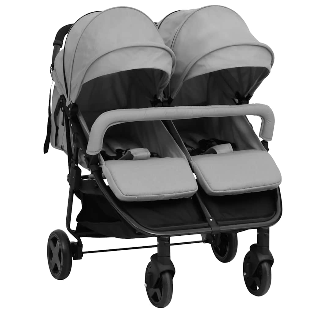 Tweelingbuggy staal lichtgrijs en zwart is nu te koop bij PeponiXL, paradijselijk wonen!
