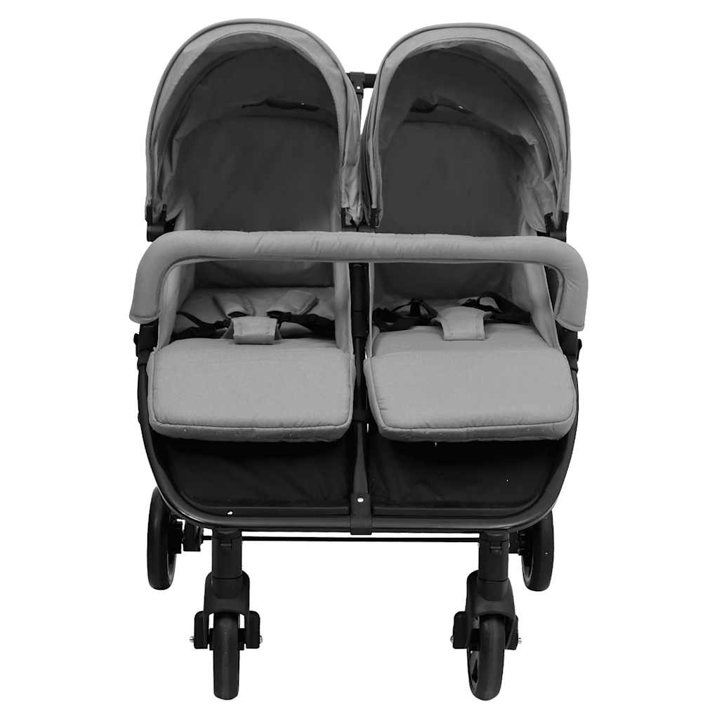 Tweelingbuggy staal lichtgrijs en zwart is nu te koop bij PeponiXL, paradijselijk wonen!
