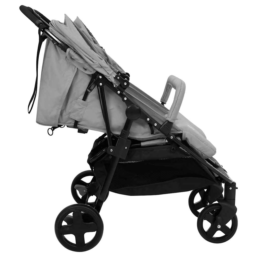 Tweelingbuggy staal lichtgrijs en zwart is nu te koop bij PeponiXL, paradijselijk wonen!