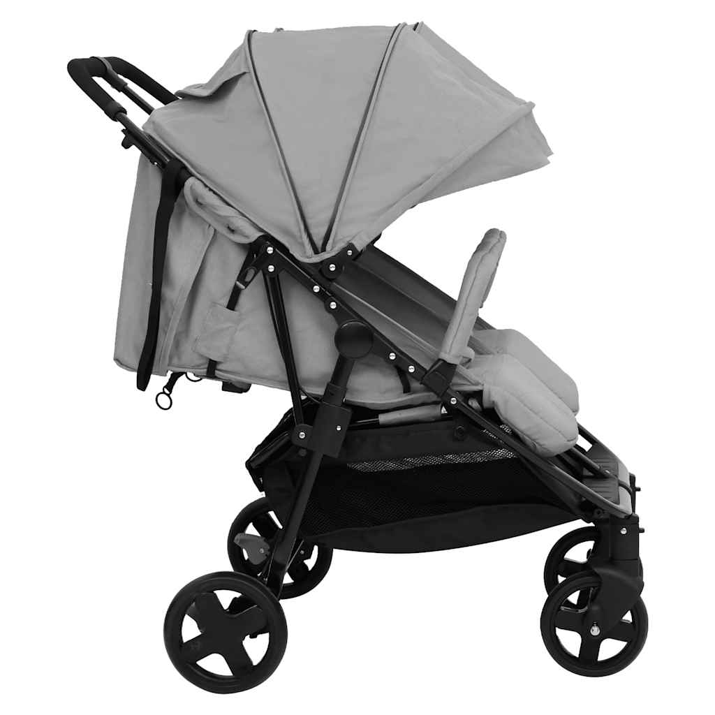 Tweelingbuggy staal lichtgrijs en zwart is nu te koop bij PeponiXL, paradijselijk wonen!