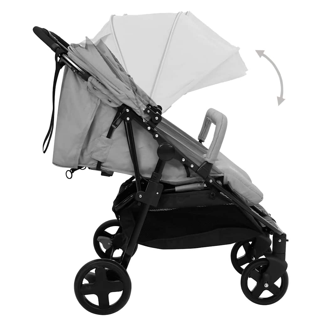 Tweelingbuggy staal lichtgrijs en zwart is nu te koop bij PeponiXL, paradijselijk wonen!
