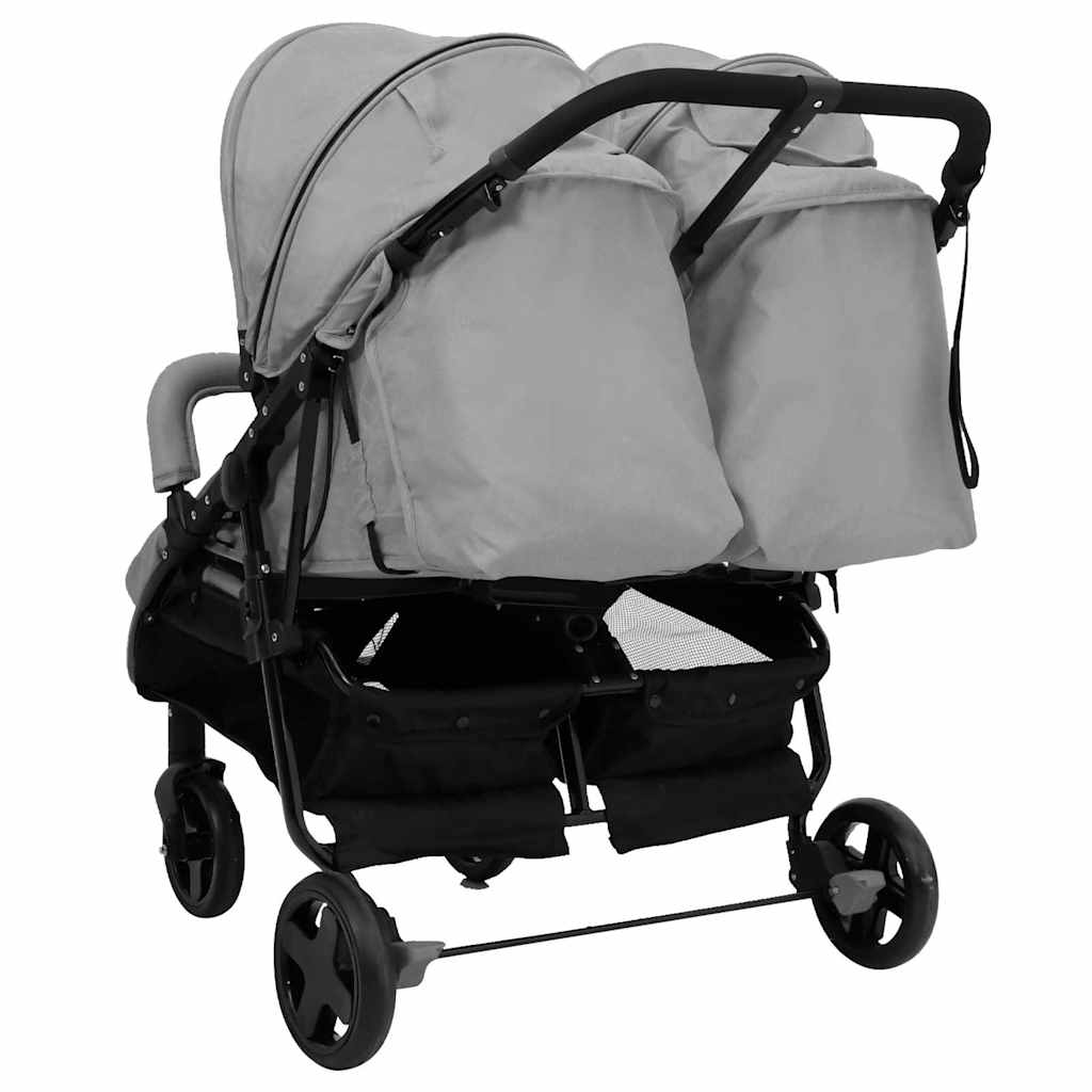 Tweelingbuggy staal lichtgrijs en zwart is nu te koop bij PeponiXL, paradijselijk wonen!