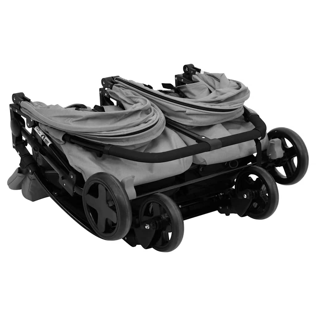 Tweelingbuggy staal lichtgrijs en zwart is nu te koop bij PeponiXL, paradijselijk wonen!