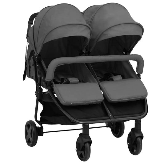 Tweelingbuggy staal donkergrijs en zwart is nu te koop bij PeponiXL, paradijselijk wonen!