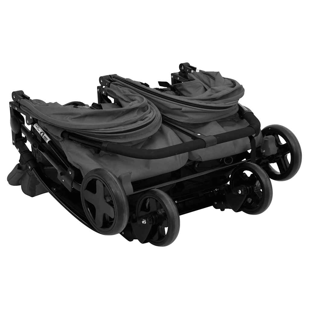 Tweelingbuggy staal donkergrijs en zwart is nu te koop bij PeponiXL, paradijselijk wonen!