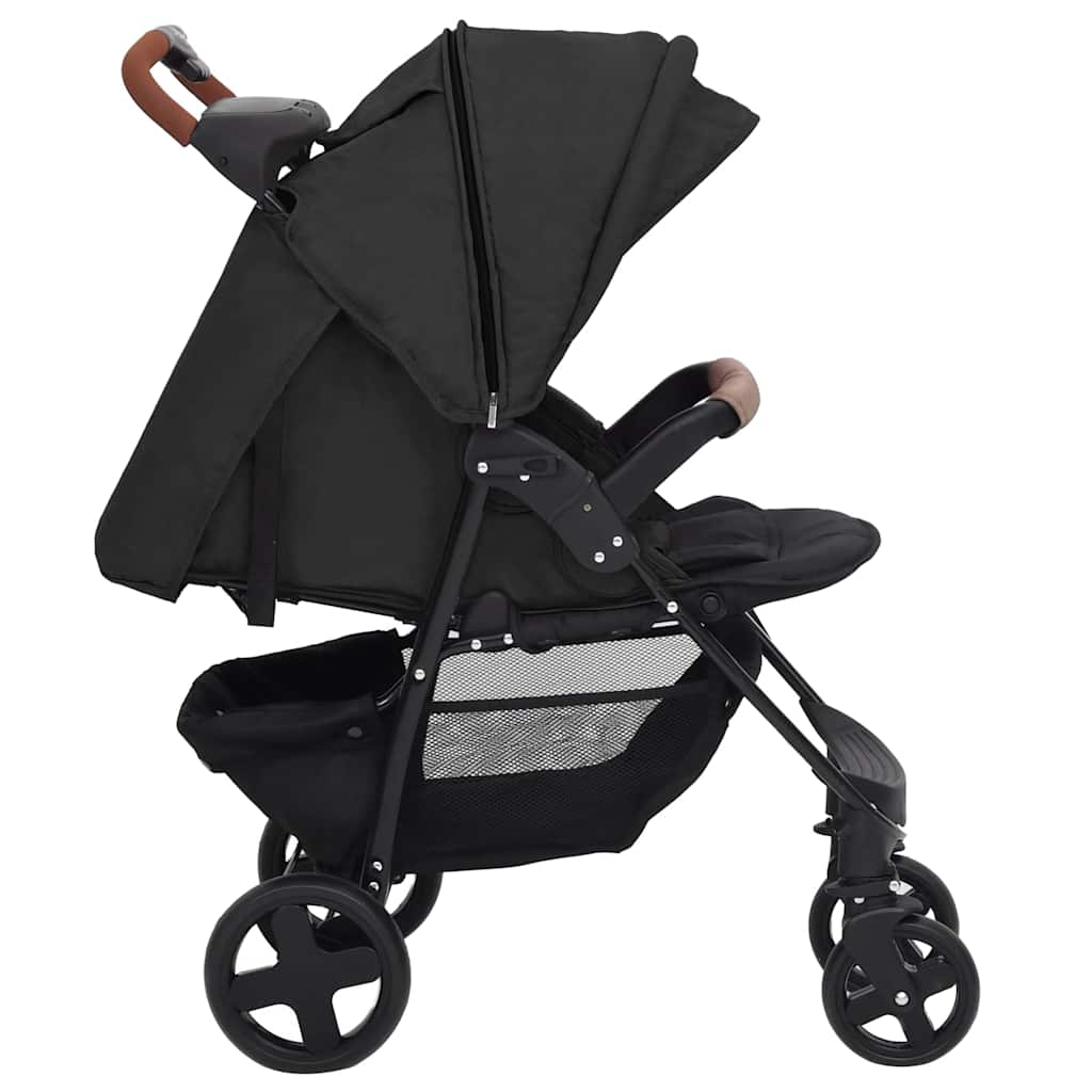 Kinderwagen 2-in-1 staal antracietkleurig is nu te koop bij PeponiXL, paradijselijk wonen!
