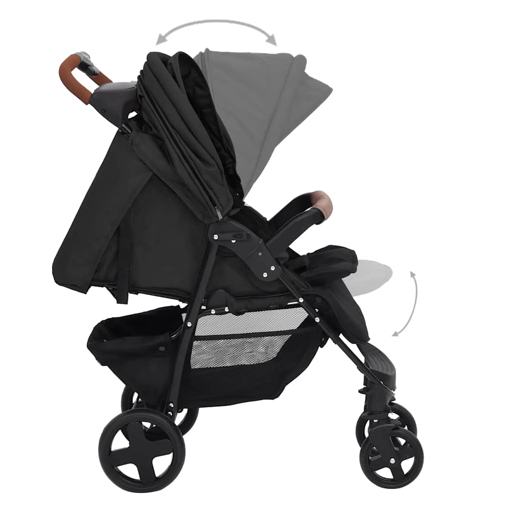 Kinderwagen 2-in-1 staal antracietkleurig is nu te koop bij PeponiXL, paradijselijk wonen!