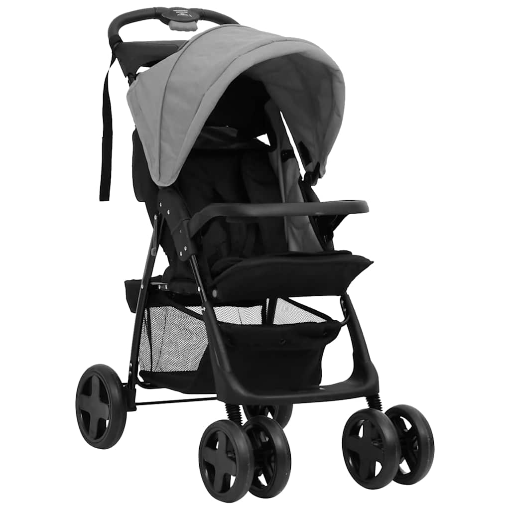 Kinderwagen 3-in-1 staal lichtgrijs en zwart is nu te koop bij PeponiXL, paradijselijk wonen!