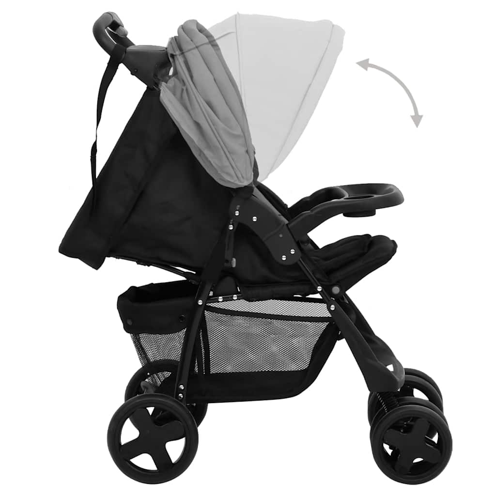 Kinderwagen 3-in-1 staal lichtgrijs en zwart is nu te koop bij PeponiXL, paradijselijk wonen!