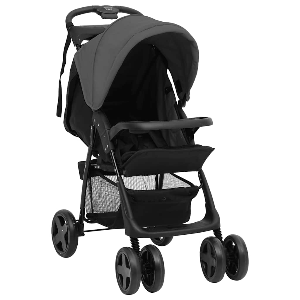 Kinderwagen 3-in-1 staal donkergrijs en zwart is nu te koop bij PeponiXL, paradijselijk wonen!