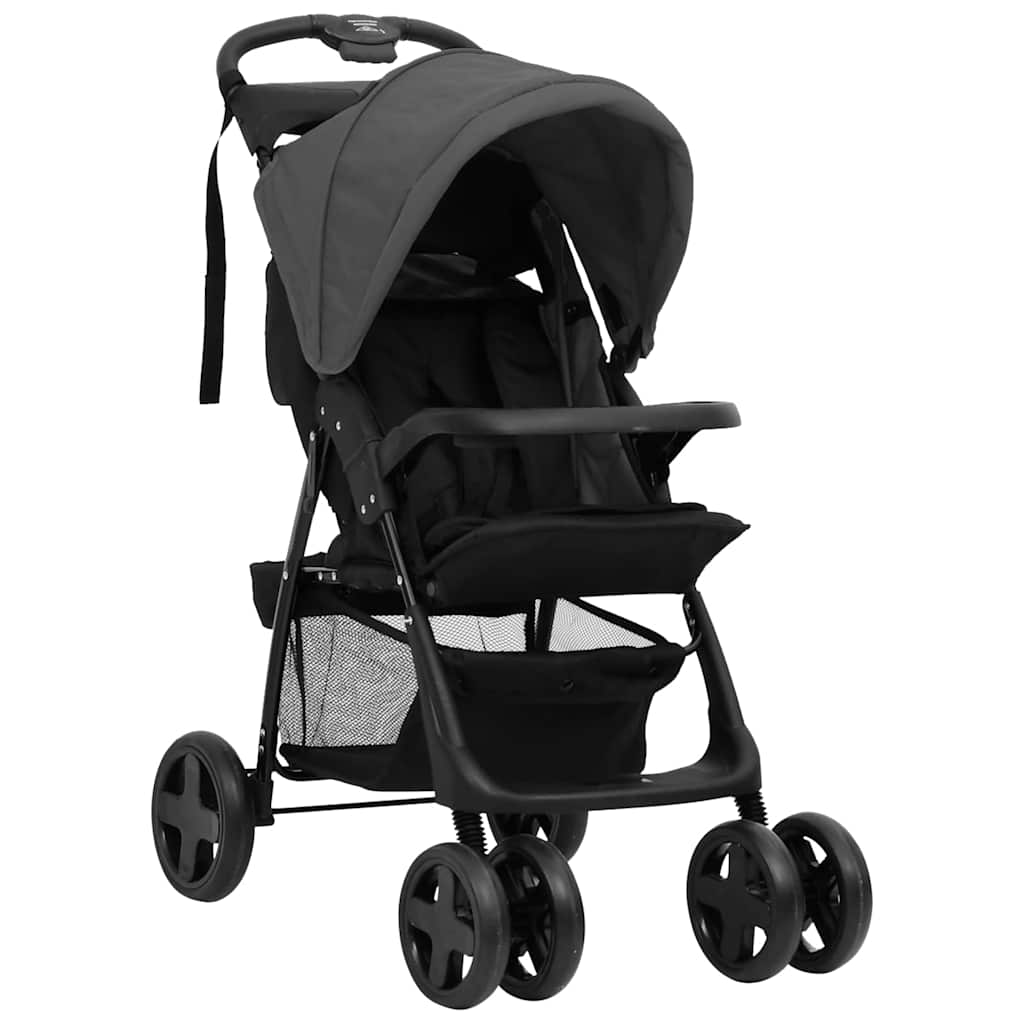 Kinderwagen 3-in-1 staal donkergrijs en zwart is nu te koop bij PeponiXL, paradijselijk wonen!