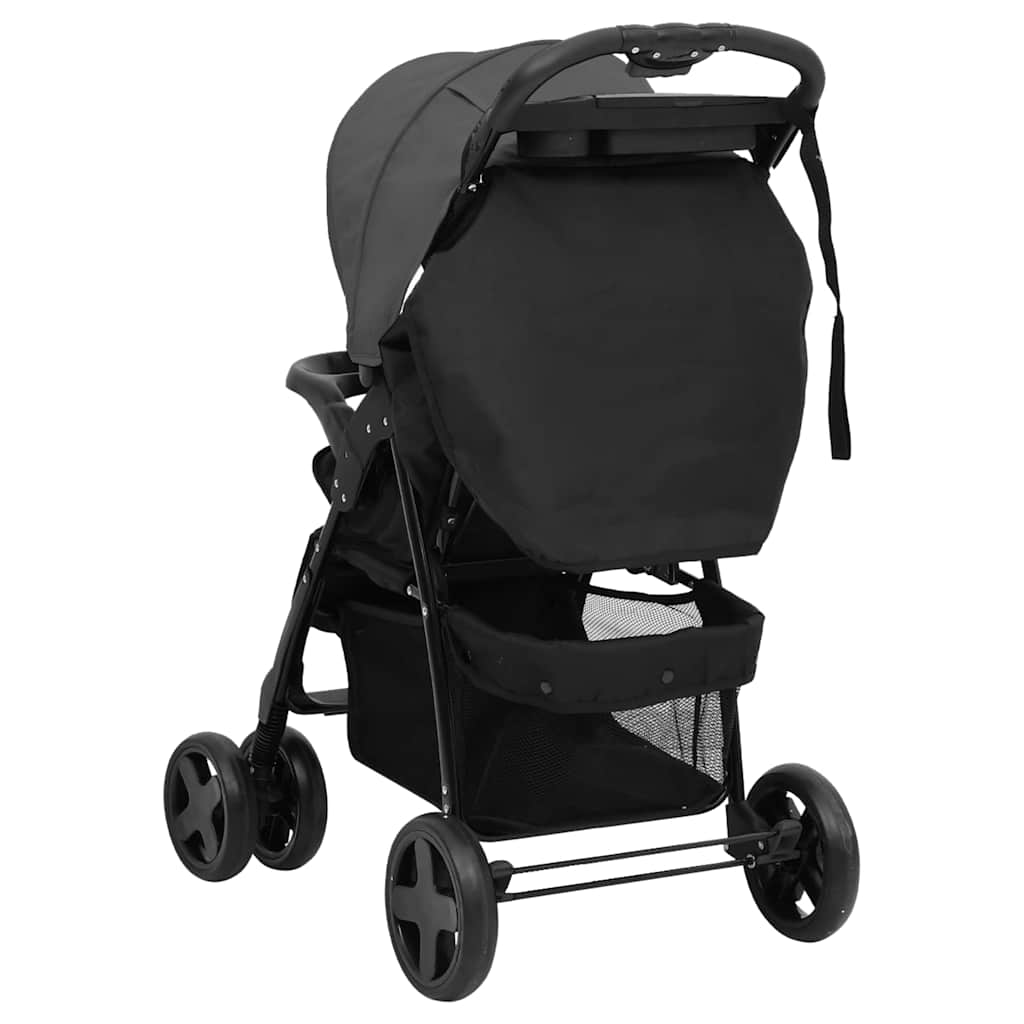 Kinderwagen 3-in-1 staal donkergrijs en zwart is nu te koop bij PeponiXL, paradijselijk wonen!