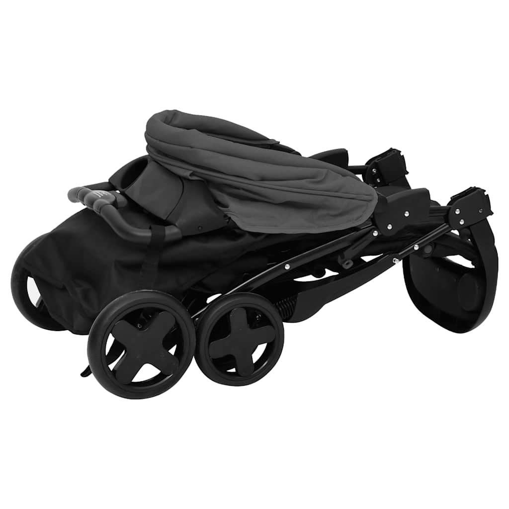 Kinderwagen 3-in-1 staal donkergrijs en zwart is nu te koop bij PeponiXL, paradijselijk wonen!