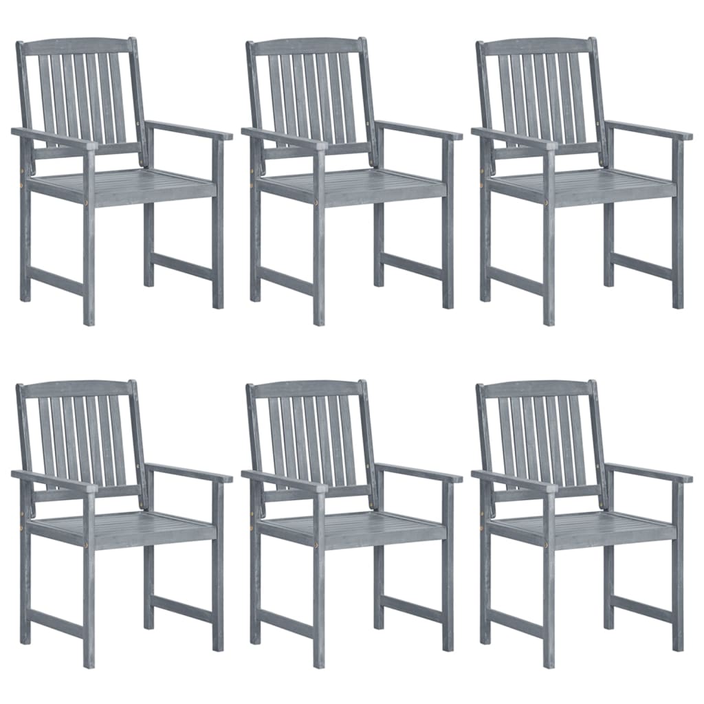 Tuinstoelen 6 st massief acaciahout grijs is nu te koop bij PeponiXL, paradijselijk wonen!