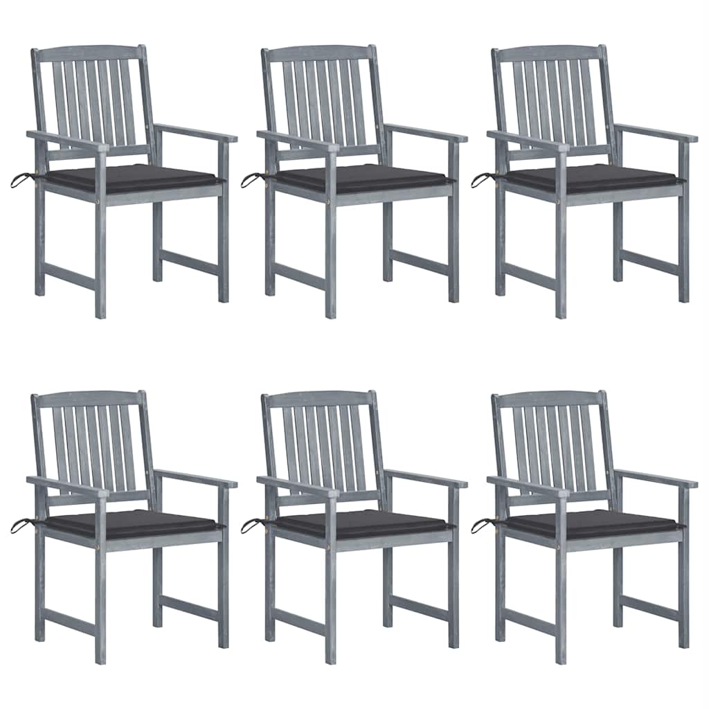 Tuinstoelen 6 st met kussens massief acaciahout grijs is nu te koop bij PeponiXL, paradijselijk wonen!