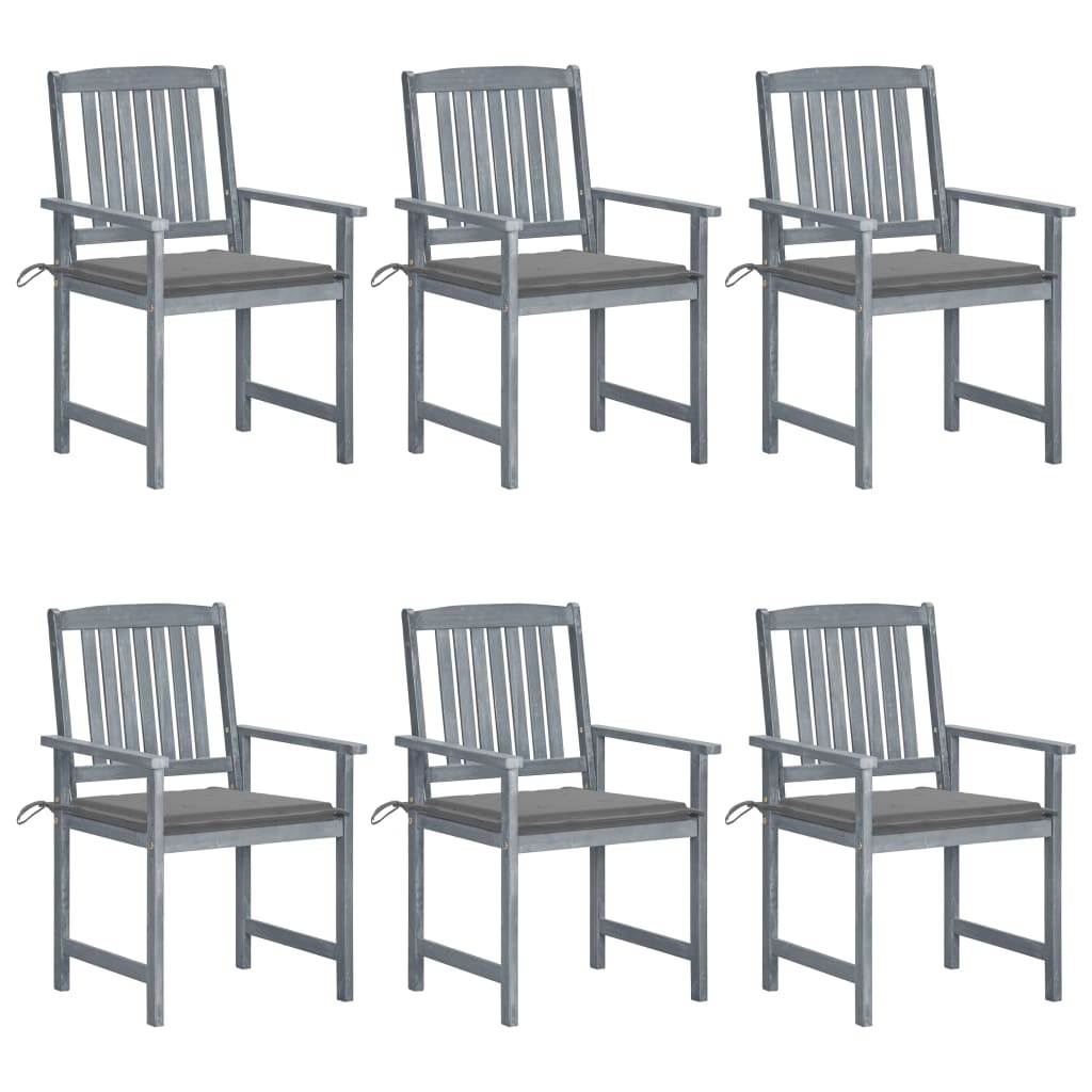 Tuinstoelen 6 st met kussens massief acaciahout grijs is nu te koop bij PeponiXL, paradijselijk wonen!