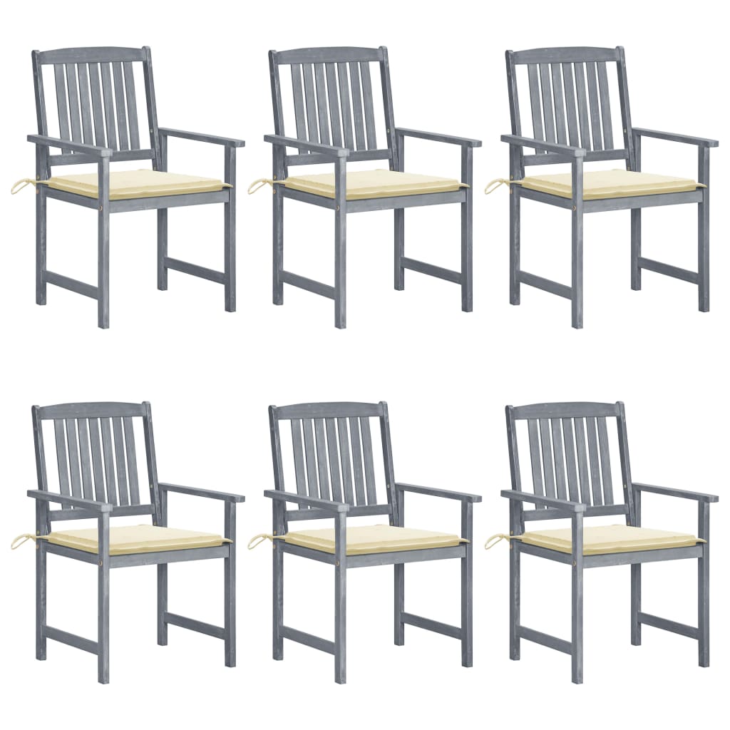 Tuinstoelen 6 st met kussens massief acaciahout grijs is nu te koop bij PeponiXL, paradijselijk wonen!