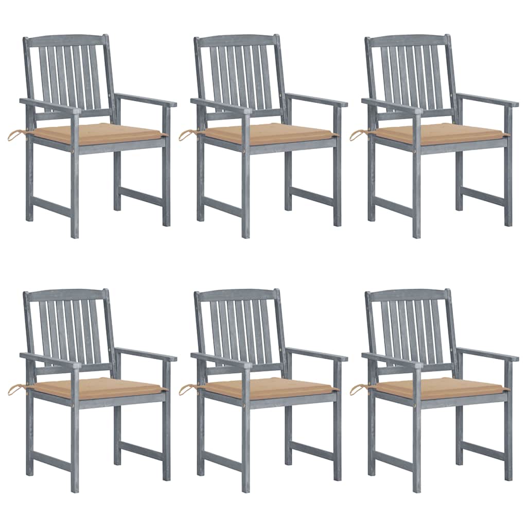 Tuinstoelen 6 st met kussens massief acaciahout grijs is nu te koop bij PeponiXL, paradijselijk wonen!