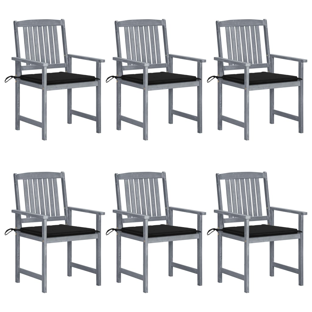 Tuinstoelen 6 st met kussens massief acaciahout grijs is nu te koop bij PeponiXL, paradijselijk wonen!