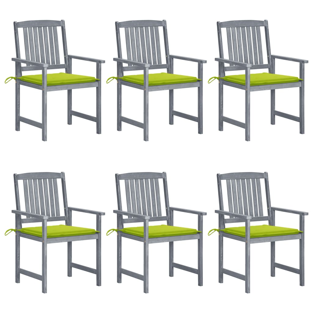 Tuinstoelen 6 st met kussens massief acaciahout grijs is nu te koop bij PeponiXL, paradijselijk wonen!