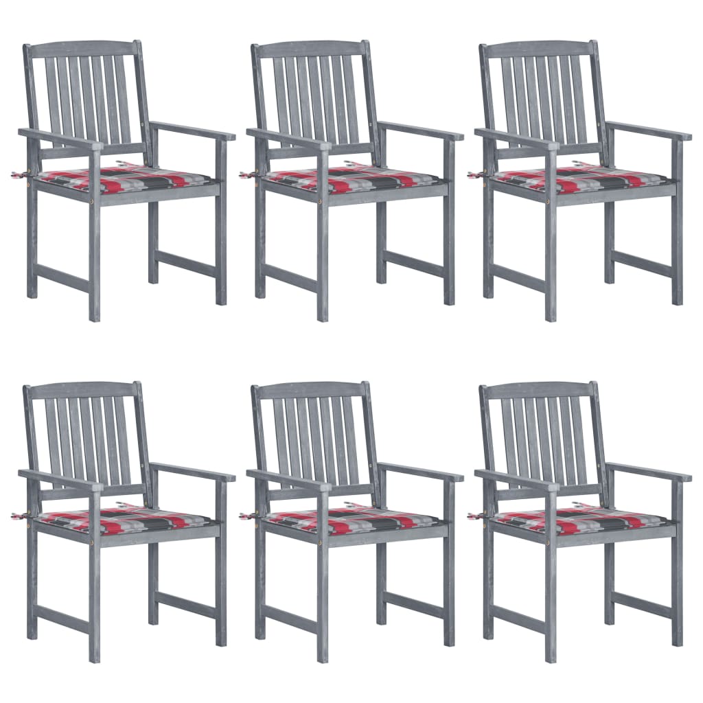 Tuinstoelen 6 st met kussens massief acaciahout grijs is nu te koop bij PeponiXL, paradijselijk wonen!