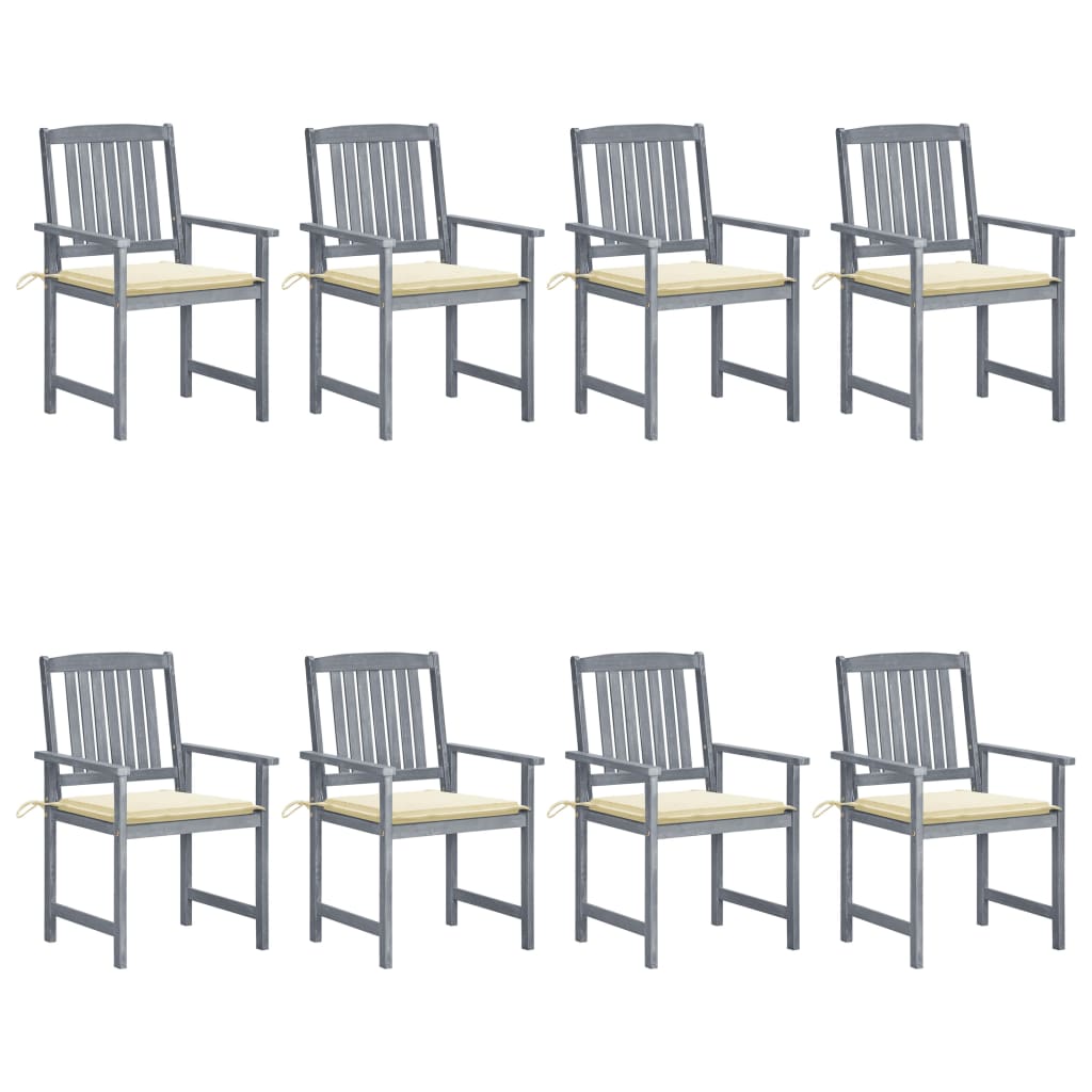 Tuinstoelen 8 st met kussens massief acaciahout grijs is nu te koop bij PeponiXL, paradijselijk wonen!