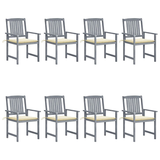 Tuinstoelen 8 st met kussens massief acaciahout grijs is nu te koop bij PeponiXL, paradijselijk wonen!