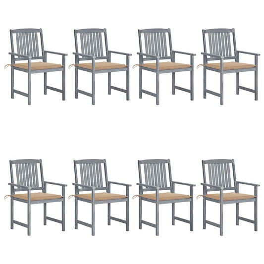 Tuinstoelen 8 st met kussens massief acaciahout grijs is nu te koop bij PeponiXL, paradijselijk wonen!