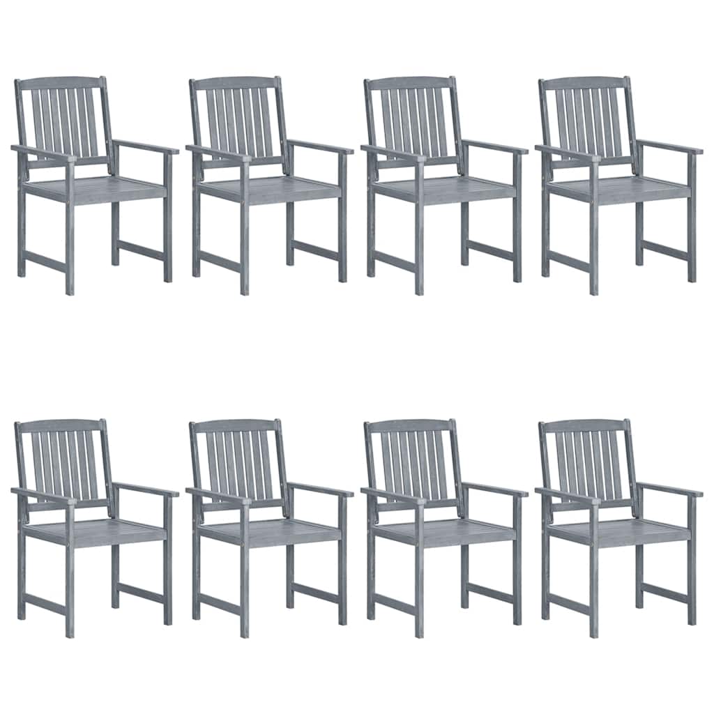 Tuinstoelen 8 st met kussens massief acaciahout grijs is nu te koop bij PeponiXL, paradijselijk wonen!
