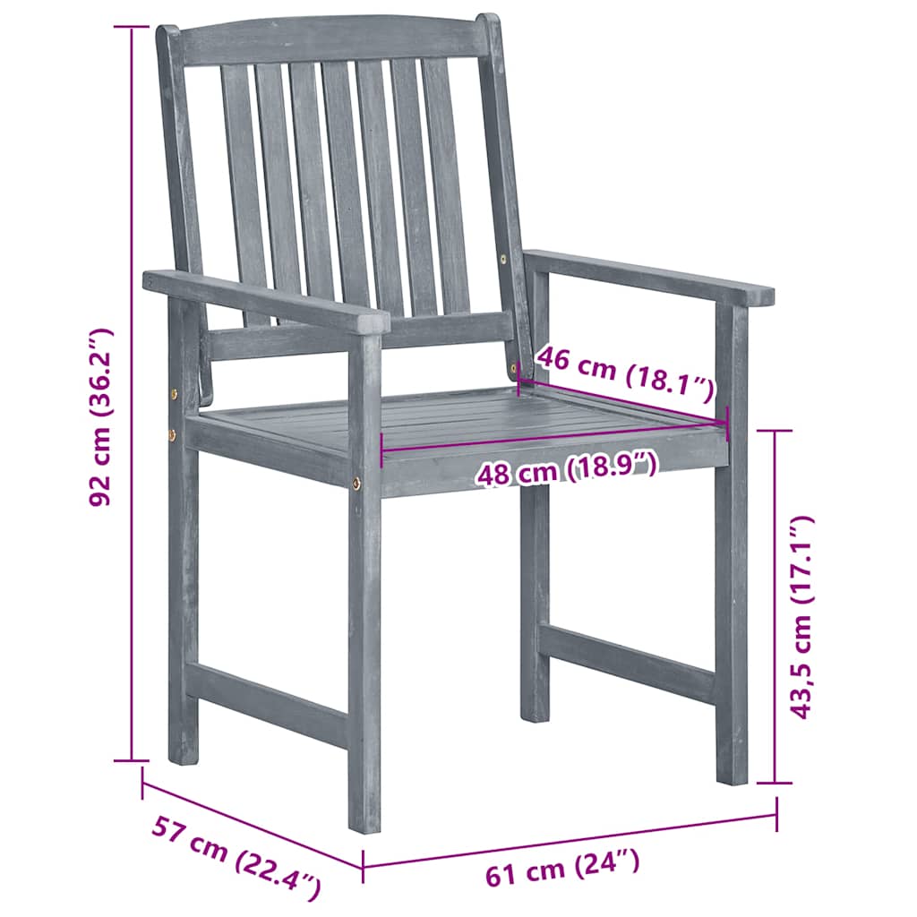 Tuinstoelen 8 st met kussens massief acaciahout grijs is nu te koop bij PeponiXL, paradijselijk wonen!
