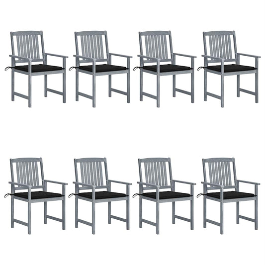 Tuinstoelen 8 st met kussens massief acaciahout grijs is nu te koop bij PeponiXL, paradijselijk wonen!