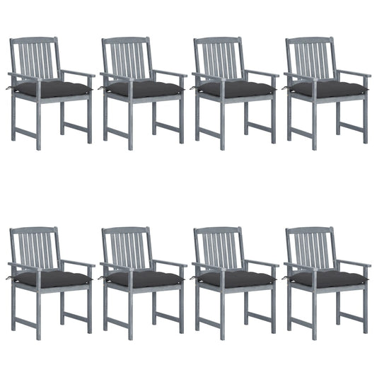 Tuinstoelen 8 st met kussens massief acaciahout grijs is nu te koop bij PeponiXL, paradijselijk wonen!