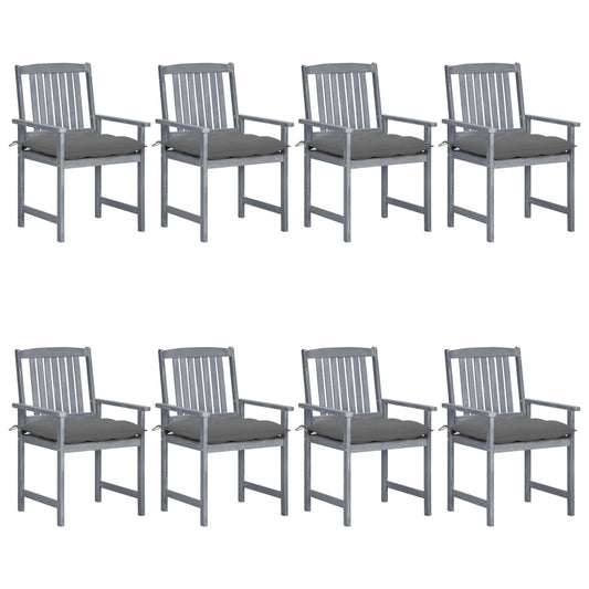 Tuinstoelen 8 st met kussens massief acaciahout grijs is nu te koop bij PeponiXL, paradijselijk wonen!