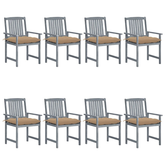 Tuinstoelen 8 st met kussens massief acaciahout grijs is nu te koop bij PeponiXL, paradijselijk wonen!