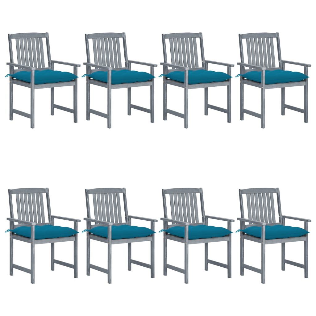 Tuinstoelen 8 st met kussens massief acaciahout grijs is nu te koop bij PeponiXL, paradijselijk wonen!
