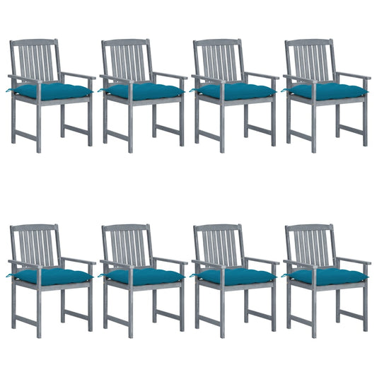 Tuinstoelen 8 st met kussens massief acaciahout grijs is nu te koop bij PeponiXL, paradijselijk wonen!