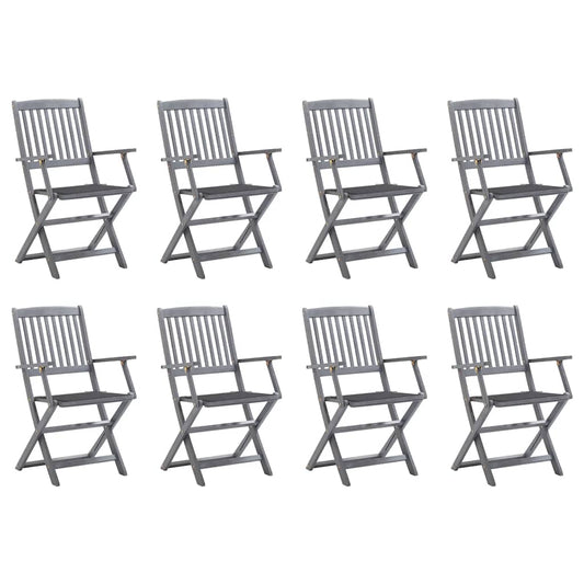 Tuinstoelen 8 st inklapbaar met kussens massief acaciahout is nu te koop bij PeponiXL, paradijselijk wonen!