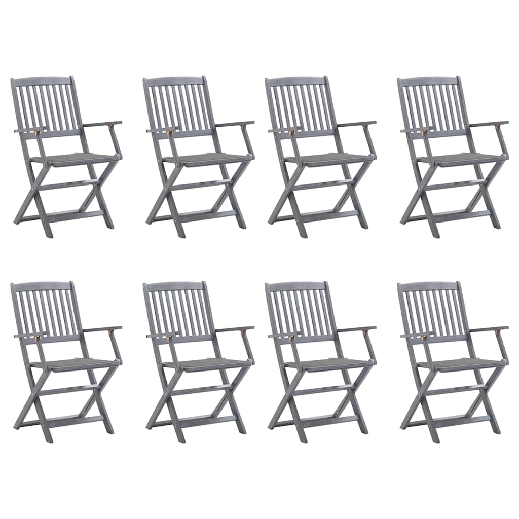Tuinstoelen 8 st inklapbaar met kussens massief acaciahout is nu te koop bij PeponiXL, paradijselijk wonen!