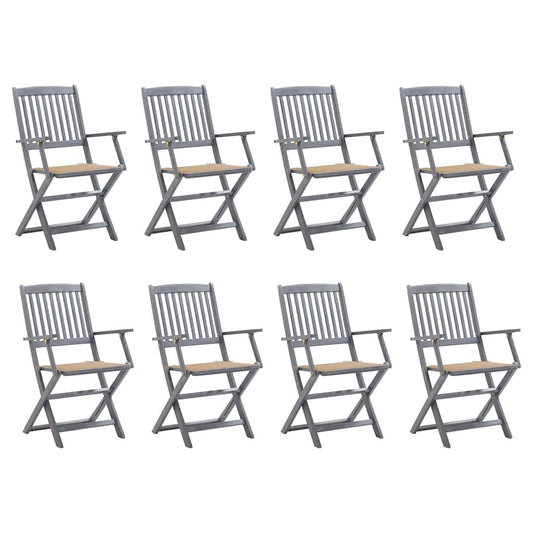 Tuinstoelen 8 st inklapbaar met kussens massief acaciahout is nu te koop bij PeponiXL, paradijselijk wonen!