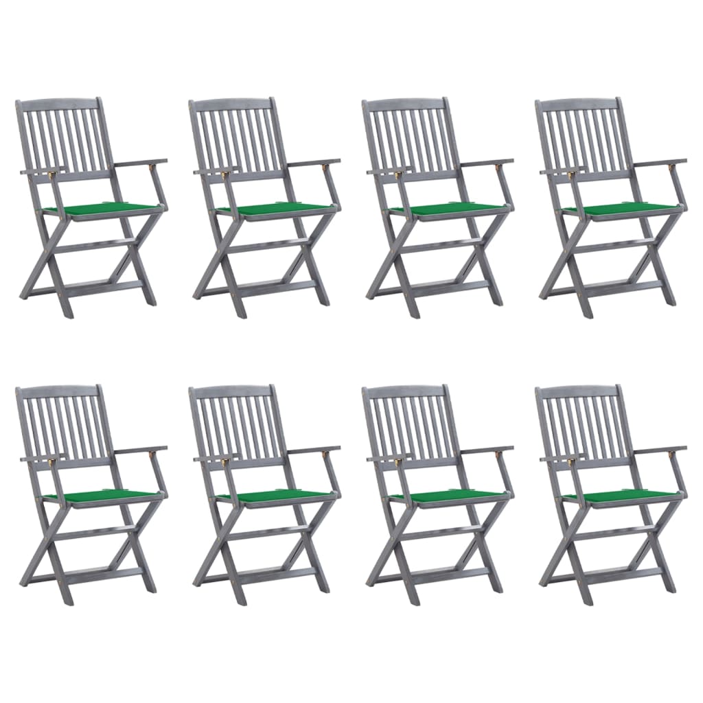 Tuinstoelen 8 st inklapbaar met kussens massief acaciahout is nu te koop bij PeponiXL, paradijselijk wonen!