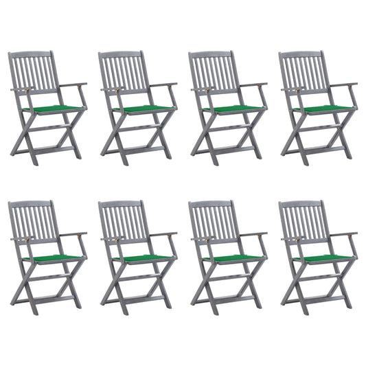 Tuinstoelen 8 st inklapbaar met kussens massief acaciahout is nu te koop bij PeponiXL, paradijselijk wonen!