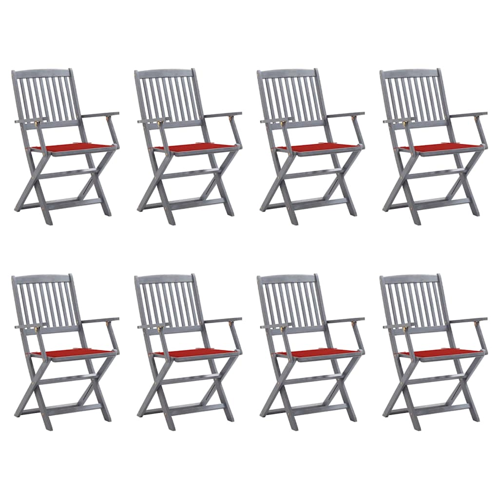 Tuinstoelen 8 st inklapbaar met kussens massief acaciahout is nu te koop bij PeponiXL, paradijselijk wonen!