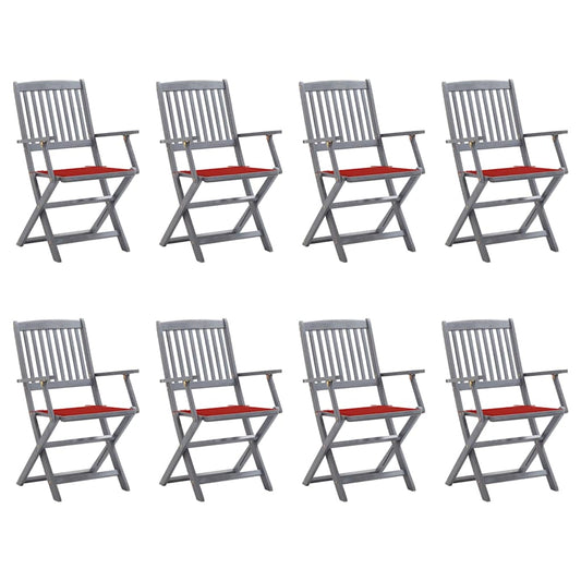Tuinstoelen 8 st inklapbaar met kussens massief acaciahout is nu te koop bij PeponiXL, paradijselijk wonen!