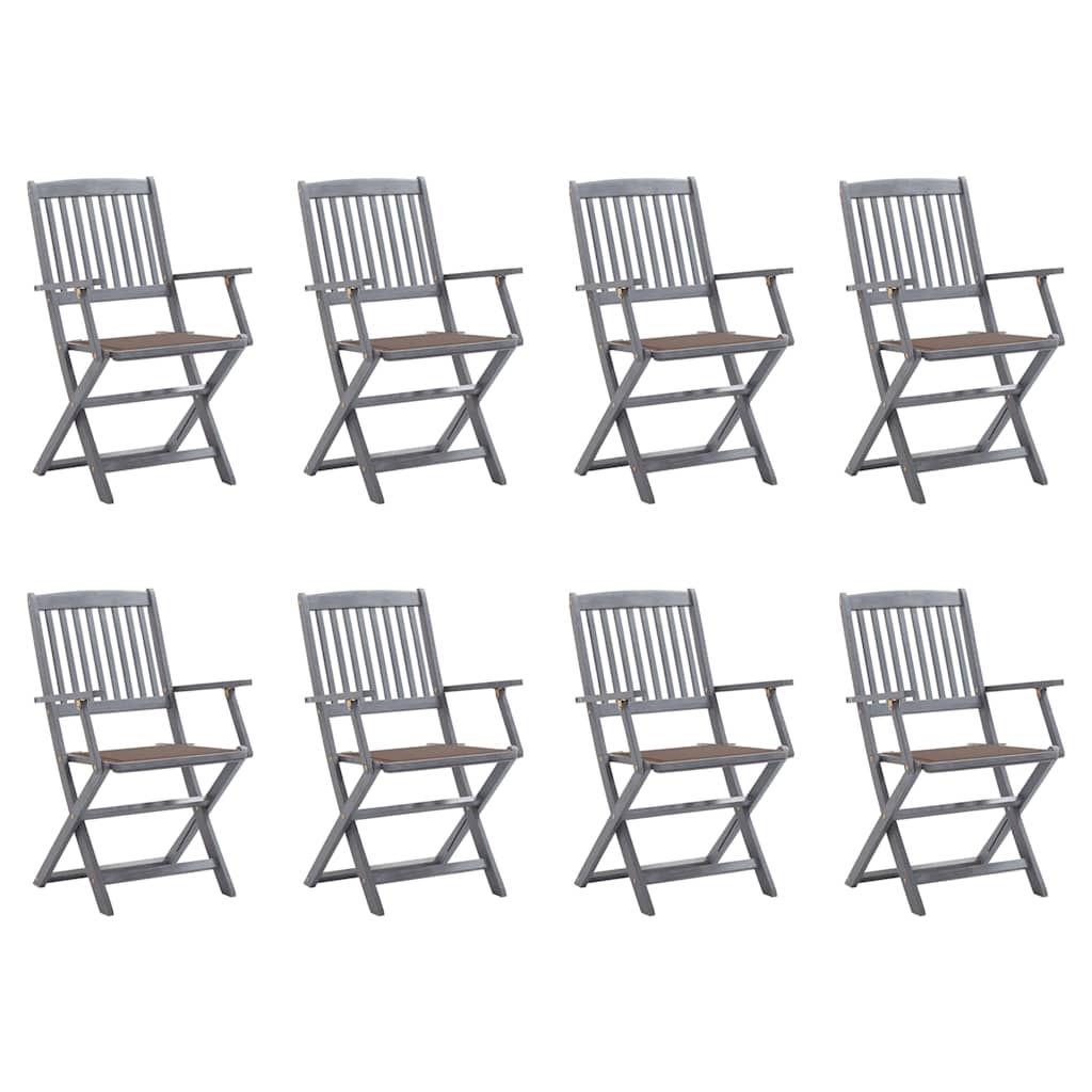 Tuinstoelen 8 st inklapbaar met kussens massief acaciahout is nu te koop bij PeponiXL, paradijselijk wonen!
