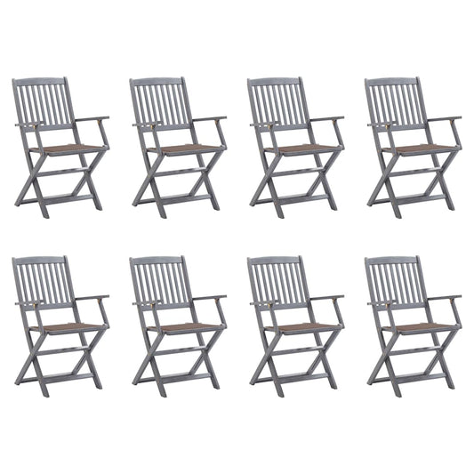 Tuinstoelen 8 st inklapbaar met kussens massief acaciahout is nu te koop bij PeponiXL, paradijselijk wonen!
