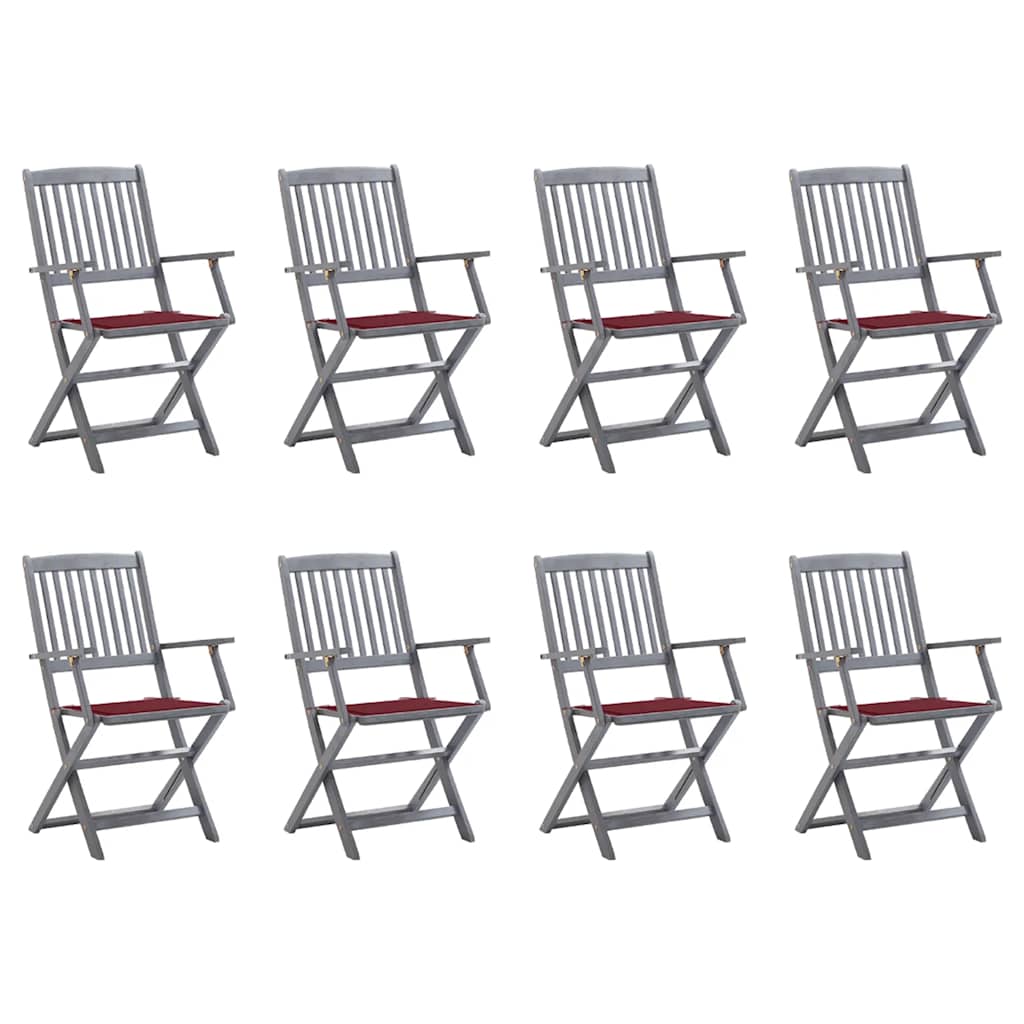 Tuinstoelen 8 st inklapbaar met kussens massief acaciahout is nu te koop bij PeponiXL, paradijselijk wonen!