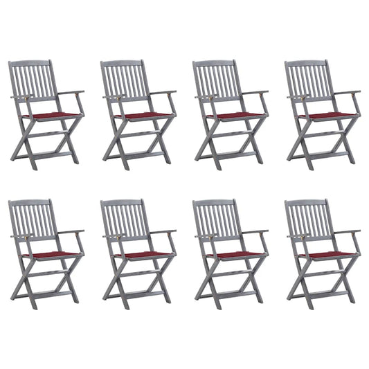 Tuinstoelen 8 st inklapbaar met kussens massief acaciahout is nu te koop bij PeponiXL, paradijselijk wonen!