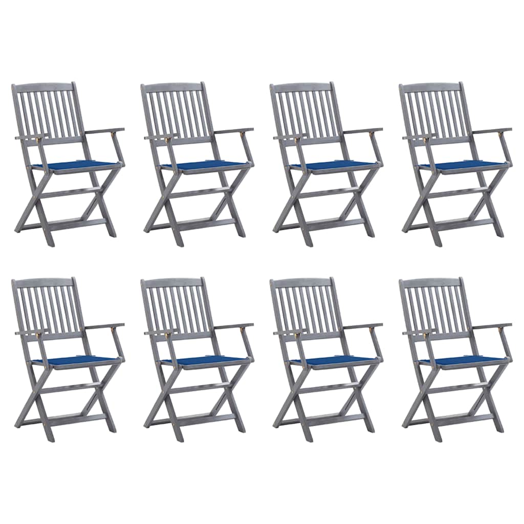 Tuinstoelen 8 st inklapbaar met kussens massief acaciahout is nu te koop bij PeponiXL, paradijselijk wonen!