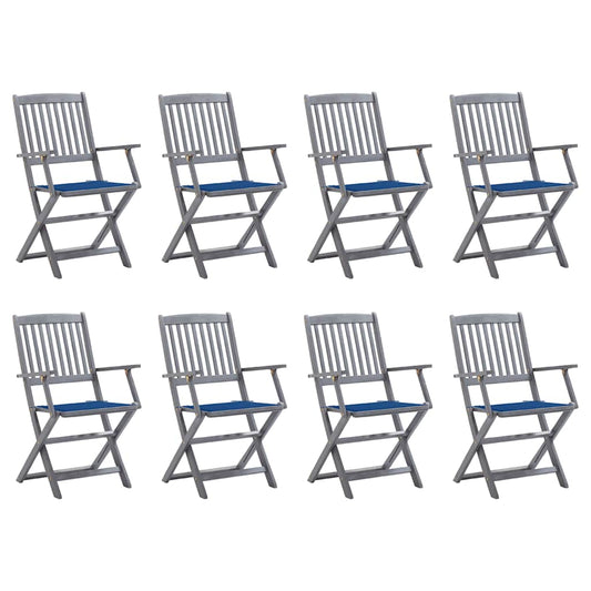 Tuinstoelen 8 st inklapbaar met kussens massief acaciahout is nu te koop bij PeponiXL, paradijselijk wonen!
