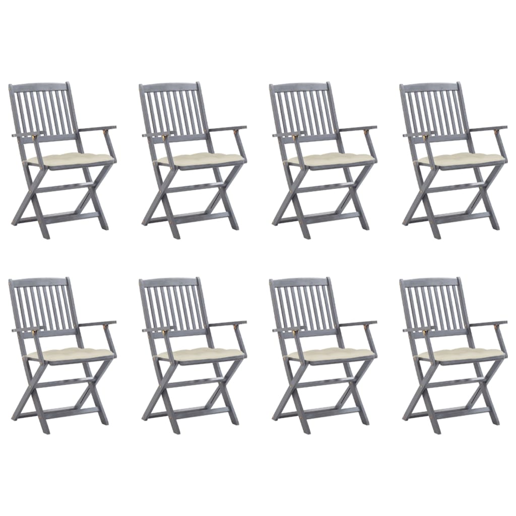 Tuinstoelen 8 st inklapbaar met kussens massief acaciahout is nu te koop bij PeponiXL, paradijselijk wonen!